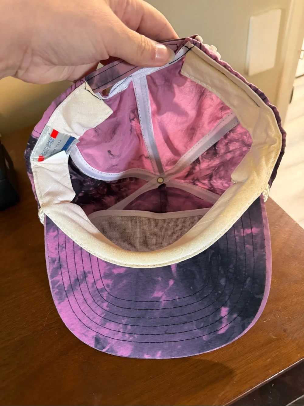 Purple M/M’s flashy girl Tie-Dye Rope Cap with Yellow Script vintage
